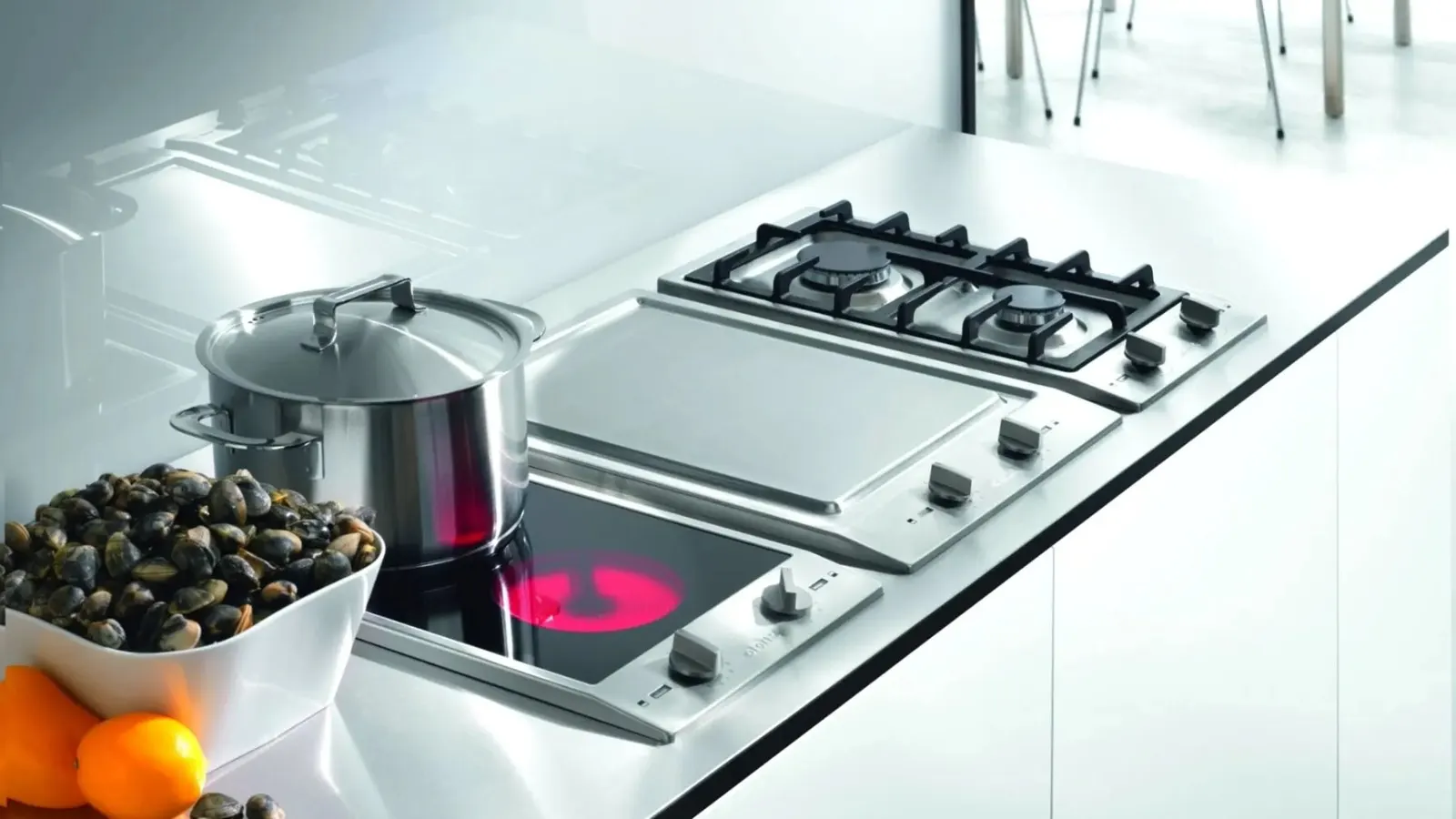 Gas cooktop with clean burners in an East Canton kitchen